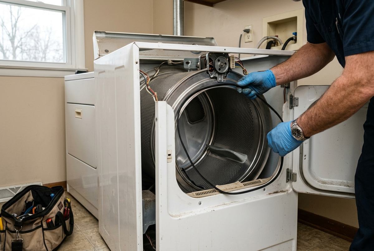 Dryer Repair technician at work