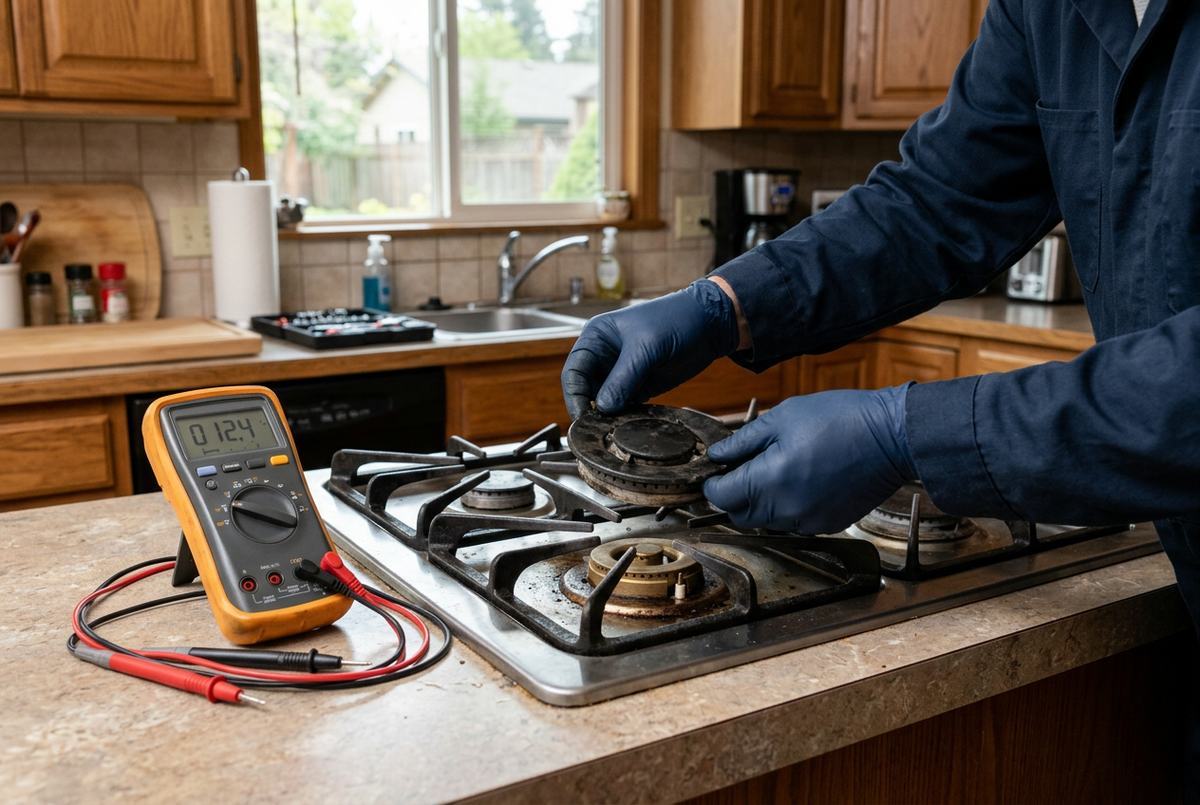 Stove & Range Repair technician at work