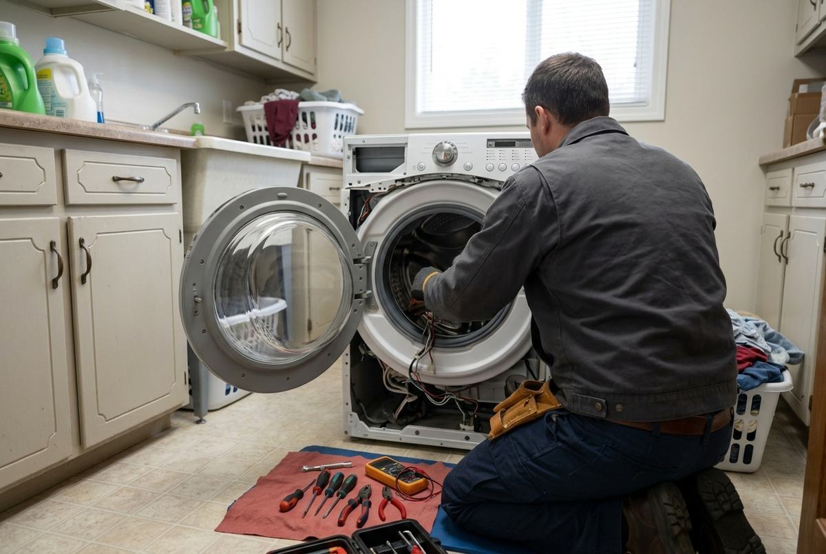 Washer Repair technician at work